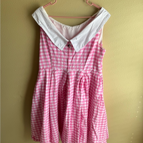 Unique Vintage Pink Gingham Midi Dress Barbie collection size 1X / 16 - Picture 3 of 6